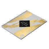 グレーフェイクのエッジ金ゴールドブラシストローク ノートブック (左側)