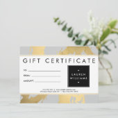 グレーフェイクギフトカード上の抽象芸術金ゴールドブラシストローク (スタンド正面)