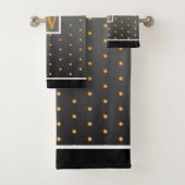 グレーフェイクグラデーションの金ゴールド水玉模様 バスタオルセット (インサイチュ)