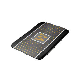 グレーフェイクグラデーションの金ゴールド水玉模様 バスマット