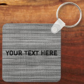 グレーフェイクファブリックキーチカスタムェイン文字 キーホルダー (裏面)