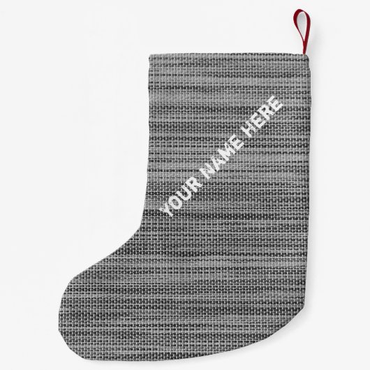 グレーフェイクファブリッククリスマスストッキング名前をカスタムする スモールクリスマスストッキング (裏面)