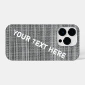 グレーフェイクファブリックiPhoneケースとカスタム文字 iPhoneケース (裏面横)