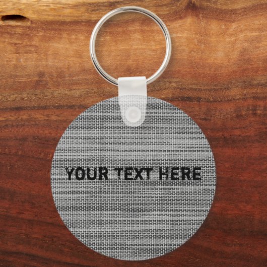 グレーフェイクファブリックKeychainカスタマイズ可能なテキスト キーホルダー (正面)