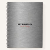 グレーフェイクブラシ仕上げスチールテクスチャ ノートブック (正面)