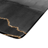 グレーフェイクマーブルアゲートゴールデングリッターブラックストーン カッティングボード (角)