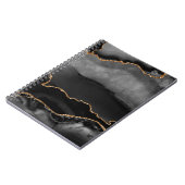 グレーフェイクマーリーアゲットゴールデングリッターブラックストーン ノートブック (左側)