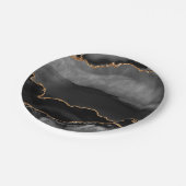 グレーフェイクマーリーアゲットゴールデングリッターブラックストーン ペーパープレート (アングル)