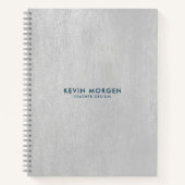 グレーフェイクレザーテクスチャ ノートブック (正面)