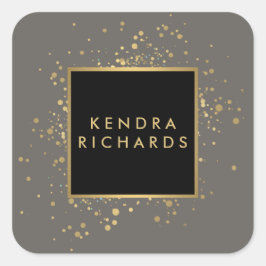 グレーフェイク上の散乱金ゴールドモダン紙吹雪 スクエアシール