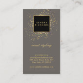 グレーフェイク上の散乱金ゴールドモダン紙吹雪 名刺 (裏面)