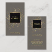 グレーフェイク上の散乱金ゴールドモダン紙吹雪 名刺 (正面/裏面)