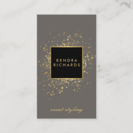 グレーフェイク上の散乱金ゴールドモダン紙吹雪 名刺