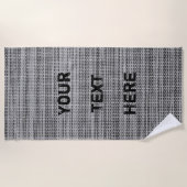 グレーフェイク生地ビーチタオルとカスタム文字 ビーチタオル (正面)