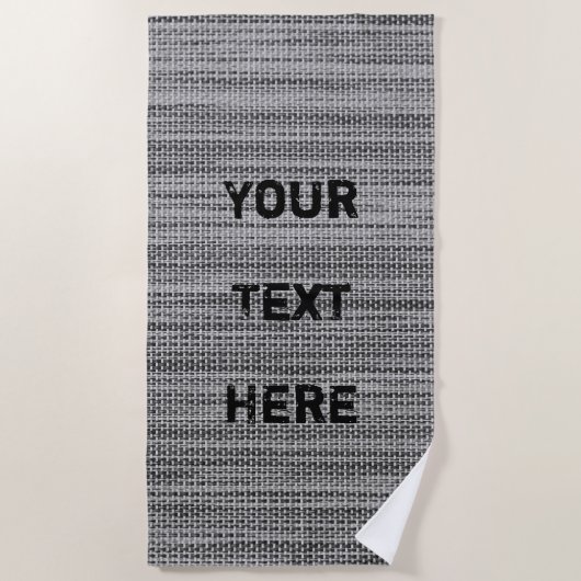 グレーフェイク生地ビーチタオルとカスタム文字 ビーチタオル (正面)