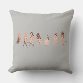 グレーフェイク銅デザインと鳥の針金 クッション