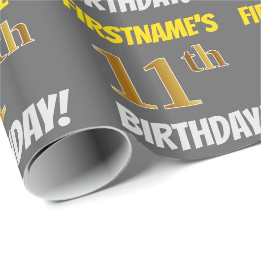 グレーフェイク/模造金ゴールド「11誕生日」 ラッピングペーパー (ロールコーナー)