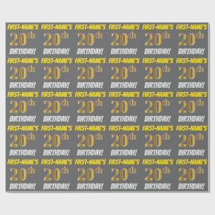 グレーフェイク/模造金ゴールド「20誕生日」 ラッピングペーパー