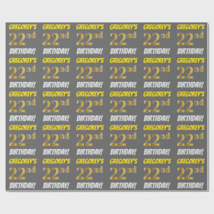 グレーフェイク/模造金ゴールド、「22番目の誕生日」 ラッピングペーパー