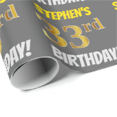 グレーフェイク/模造金ゴールド、「33誕生日」 ラッピングペーパー (ロールコーナー)
