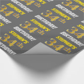 グレーフェイク/模造金ゴールド「34誕生日」 ラッピングペーパー (角)