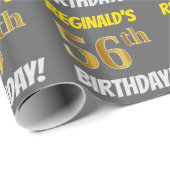 グレーフェイク/模造金ゴールド「56誕生日」 ラッピングペーパー (ロールコーナー)