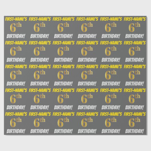 グレーフェイク/模造金ゴールド「6誕生日」 ラッピングペーパー (フラット)