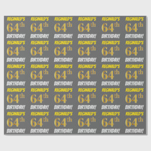 グレーフェイク/模造金ゴールド「64番目の誕生日」 ラッピングペーパー