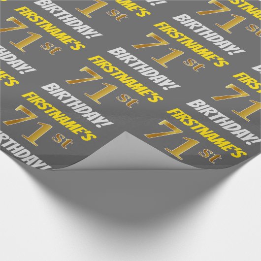 グレーフェイク/模造金ゴールド「71番目の誕生日」 ラッピングペーパー (角)