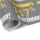 グレーフェイク/模造金ゴールド「87誕生日」 ラッピングペーパー (ロールコーナー)