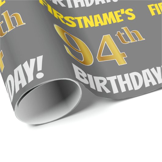 グレーフェイク/模造金ゴールド「94誕生日」 ラッピングペーパー (ロールコーナー)