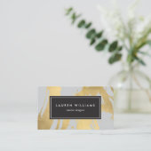 グレーフェイクIIの抽象芸術金ゴールドブラシストローク 名刺 (スタンド正面)