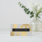 グレーフェイクIIIでの抽象芸術金ゴールドのブラシストローク 名刺 (スタンド正面)