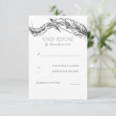 グレーフェザーホワイトエレガントウェディングRSVP 出欠カード (スタンド正面)