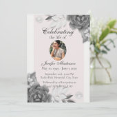 グレーフェミニンピンクフローラお祝い 招待状 (スタンド正面)