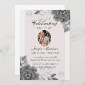 グレーフェミニンピンクフローラお祝い 招待状 (正面/裏面)