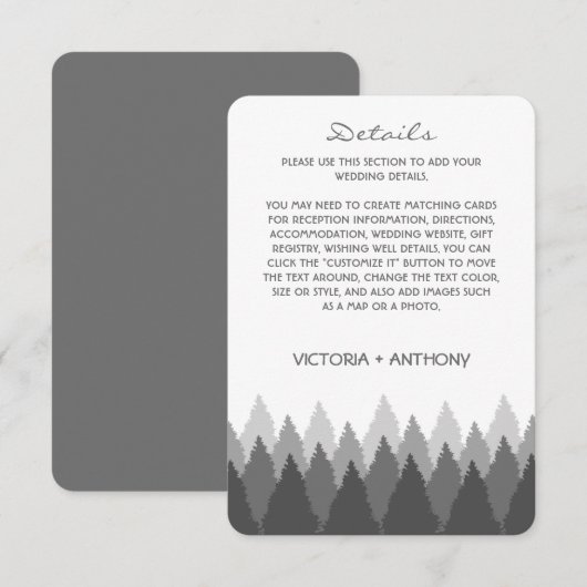 グレーフォレストレンジウッドランド結婚ズ詳細 エンクロージャーカード (正面/裏面)