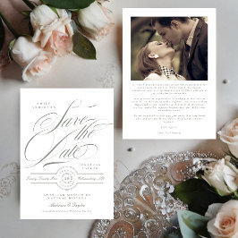 グレーフォーマルグリーン書道ブラックタイフォト セーブザデート