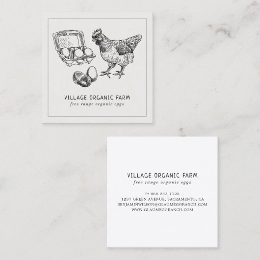 グレーフオーガニックリーレンジエッグファーム スクエア名刺 (正面/裏面)