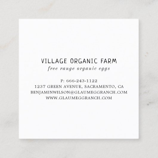 グレーフオーガニックリーレンジエッグファーム スクエア名刺 (裏面)