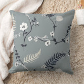 グレーフラワーシダ クッション (ブランケット)