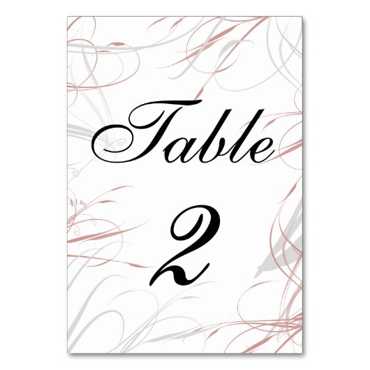 グレーフラワーズと赤面ピンクウェディングレセプション テーブルナンバー (正面)