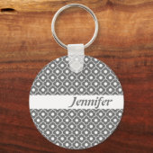 グレーフラワーパタアーガイルーンのキーチェーン キーホルダー (正面)