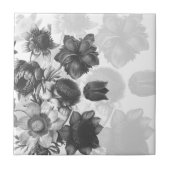 グレーフラワーブーケカスタムセラミックタイル タイル (正面)