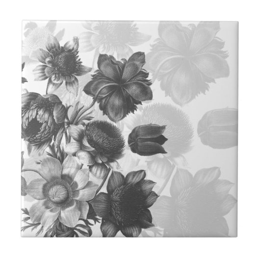 グレーフラワーブーケカスタムセラミックタイル タイル (正面)