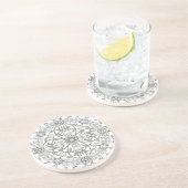 グレーフラワーリースカントリーサンドストーンコースター コースター (側面)