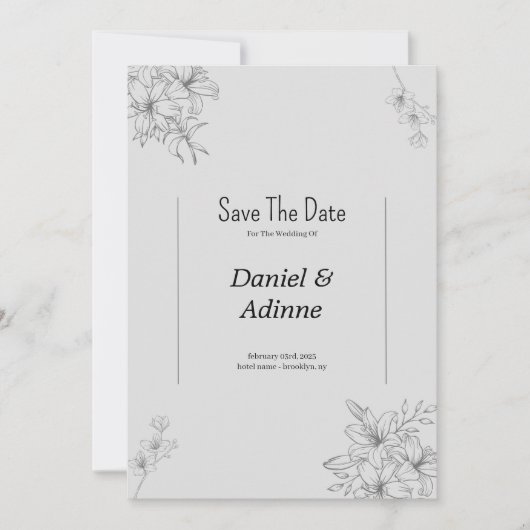 グレーフラワー結婚式招待状 招待状 (正面)