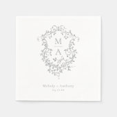 グレーフランスのフローラククラシックレ結婚スト スタンダードカクテルナプキン (正面)