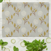 グレーフローラあじさい茶タオル キッチンタオル (折り畳み)