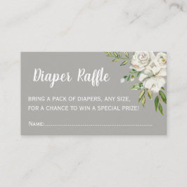 グレーフローラシック赤ちゃんシャワーおむつラッフルチケット エンクロージャーカード